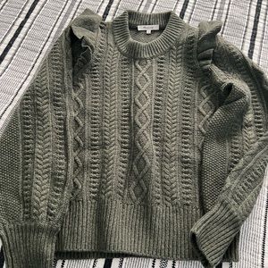 Madewell green sweater with detail on sleeves